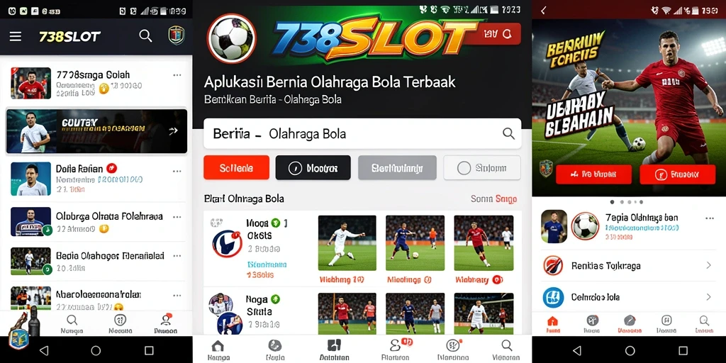 Tampilan antarmuka aplikasi 738SLOT untuk berita olahraga bola.