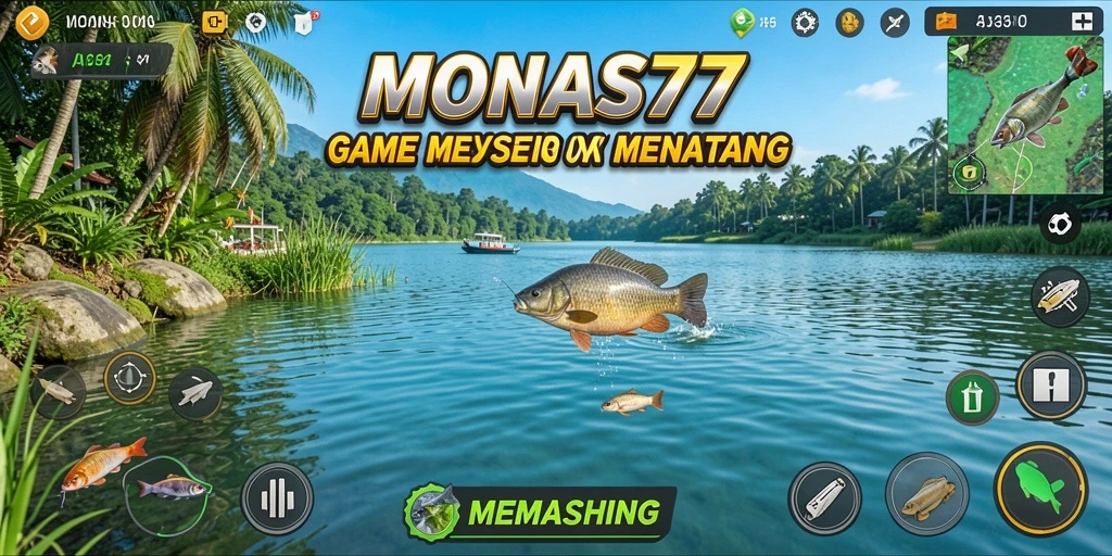 Antarmuka MONAS77 menunjukkan aktivitas memancing yang seru dan interaktif.