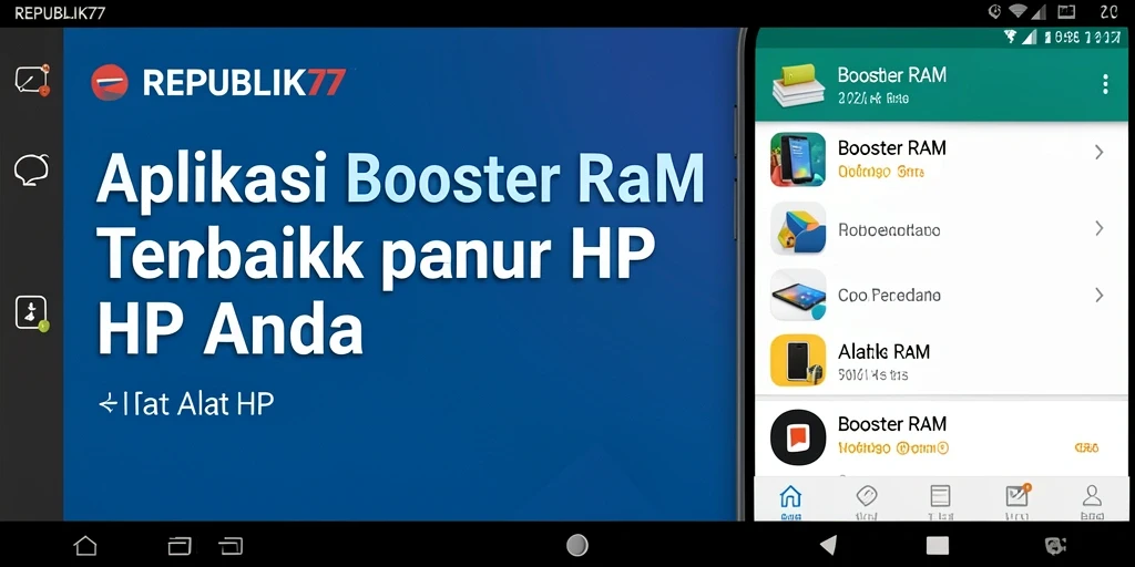 Tampilan antarmuka REPUBLIK77 untuk optimasi RAM.