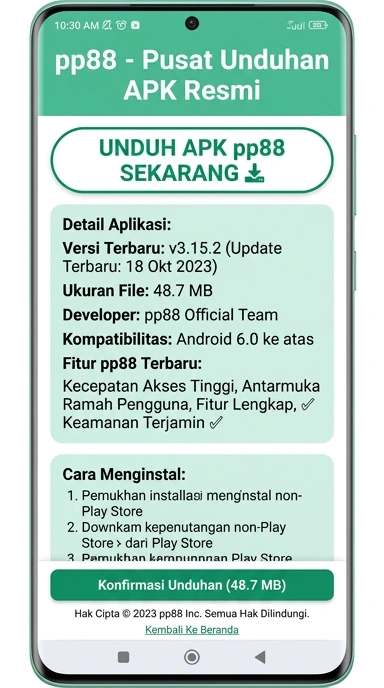 Tampilan halaman APK pp88