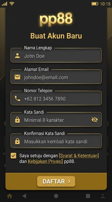 Tampilan halaman daftar pp88